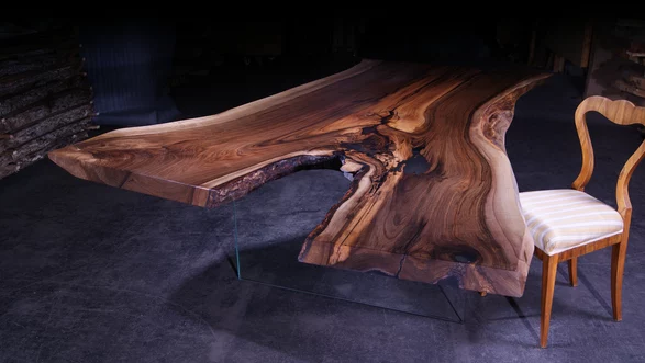 Table de salle à manger tronc d'arbre table en bois naturel