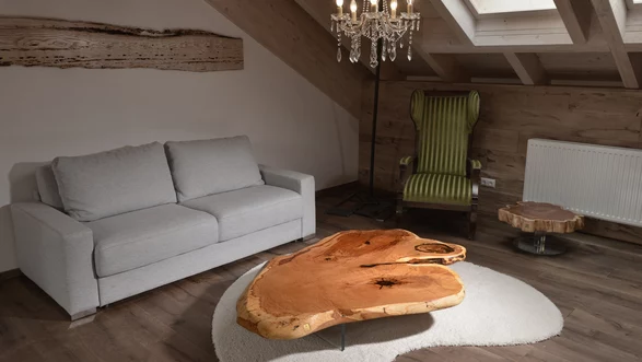 Design coffee table from a tree trunk