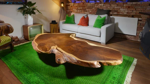 solid oak side table from a tree trunk