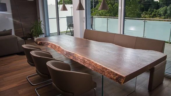 Dining table from a tree trunk