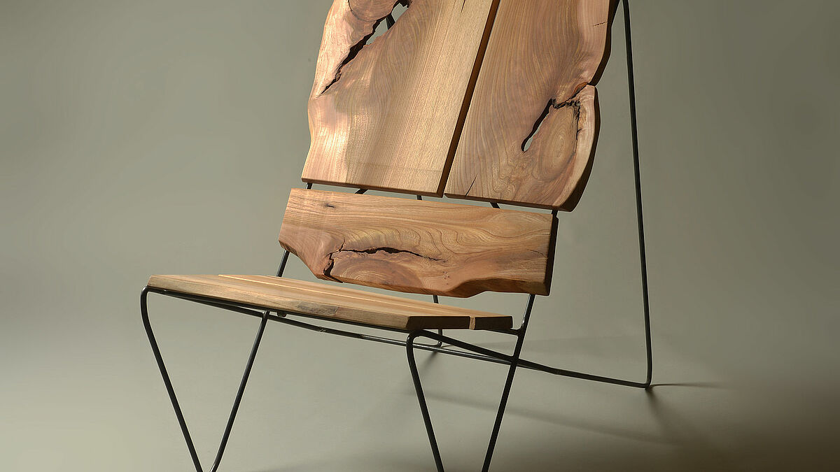Designersessel aus Naturholz