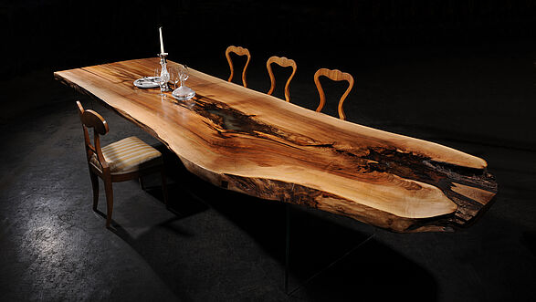 Mesa de comedor tronco de árbol mesa de madera natural