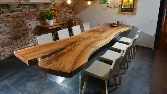 Tree trunk conference table
