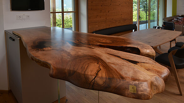 Natural wood trunk table