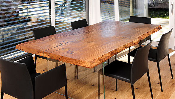 Dining table tree trunk natural wood table