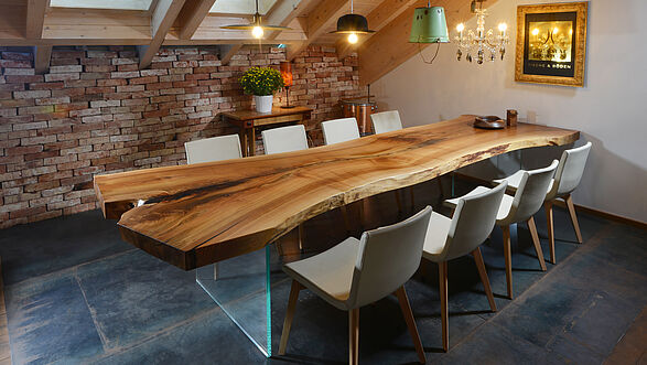 Tree trunk conference table